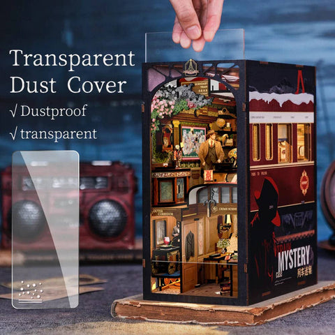Medinė Book Nook diorama Paslaptingas traukinys su LED, surinkimo rinkinys