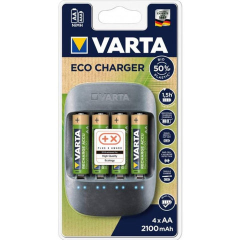 Varta Eco Charger baterijų įkroviklis AA/AAA su 4x AA ir USB