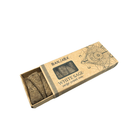 Banjara piramidės smilkalų kūgeliai Baltasis šalavijas, 10 vnt, smudgingui