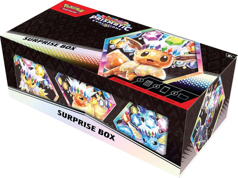 Pokémon TCG Prismatic Evolutions staigmenos dėžutė su Eevee ex promo
