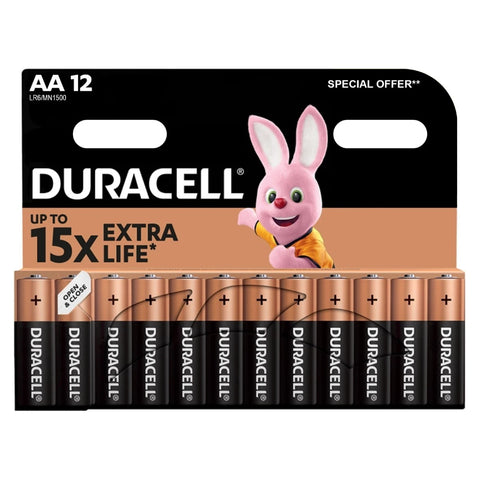 Duracell Basic AA šarminės baterijos, 12 vnt. rinkinys