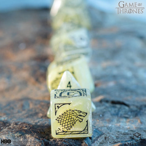 Sostų karų Stark kauliukai – Q-Workshop, 8 vnt., smėlio/juodi