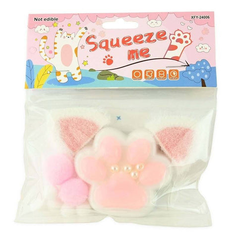 Katės letenėlės squishy antistresinis žaislas su ausytėmis 7 cm