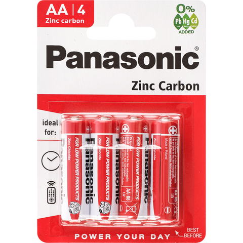 Panasonic AA cinko anglies baterijos 4 vnt. laikrodžiams ir pultams