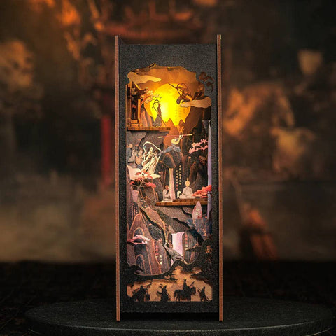 WU KONG legenda – surenkama medinė book nook diorama su LED