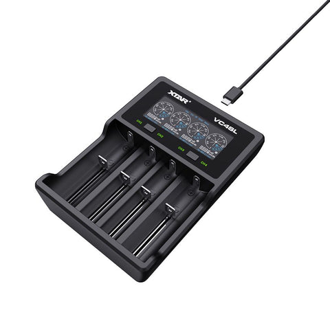 XTAR VC4SL išmanus universalus baterijų įkroviklis USB-C LCD
