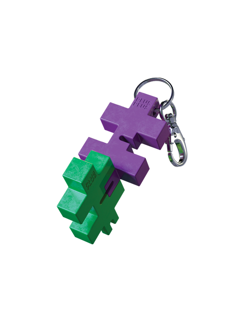 Plus-Plus HEXEL Duo antistresinis fidget pakabukas raktams ir kuprinei – violetinė/obuolių žalia