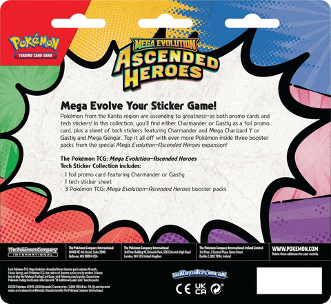 Pokemon Ascended Heroes lipdukų ir kortų rinkinys Charmander fanams