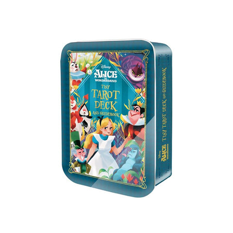 Taro kaladė Disney Alice in Wonderland mažame metaliniame mėlyname dėkle su iliustruotu vadovėliu
