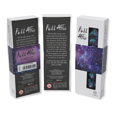 Q-Workshop Stardust Full Art stalo RPG kauliukai, 7 vnt., kosminiai