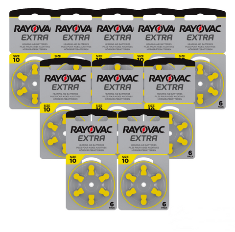 Rayovac Extra Advanced 10 klausos aparatų baterijos, 60 vnt.