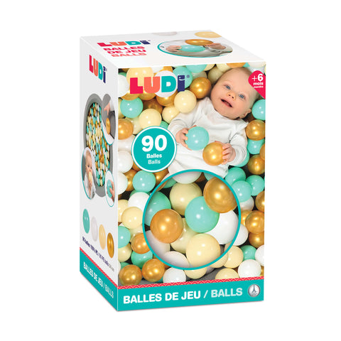 LUDI spalvoti žaidimų kamuoliukai baseinui – 90 vnt., 6 cm, vaikams nuo 6 mėn.