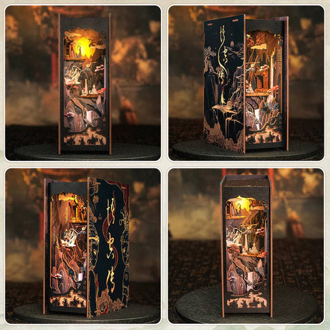 WU KONG legenda – surenkama medinė book nook diorama su LED