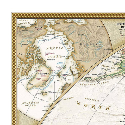 National Geographic antikinis pasaulio sieninis žemėlapis 193x295 cm 1:11,7 mln.