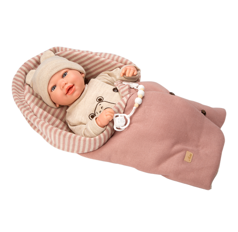 Arias Reborn lėlė kūdikėlis, 45 cm – rankų darbo, smėlio rūbai