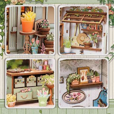 Medinis knygų kampelis „Champs‑Élysées Florist“ su LED, 199 detalės