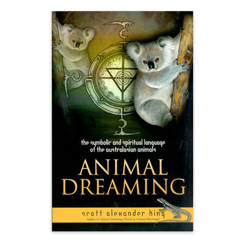 Knyga Animal Dreaming, autorius Scott Alexander King, juodas ir auksinis viršelis su koalų iliustracija, priekinis vaizdas produkto galerijoje
