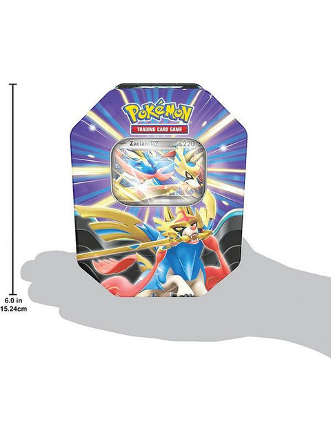 Pokémon Scarlet & Violet Zacian ex skardinė dėžutė – 4 booster pakeliai