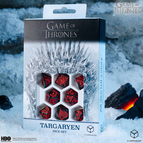 Game of Thrones Targaryen kauliukų rinkinys, juodi su raudona – Q-Workshop