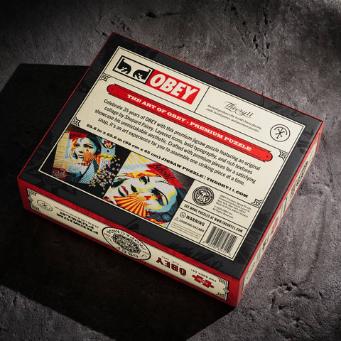 Theory11 OBEY dėlionė 1000 detalių su Shepard Fairey koliažu