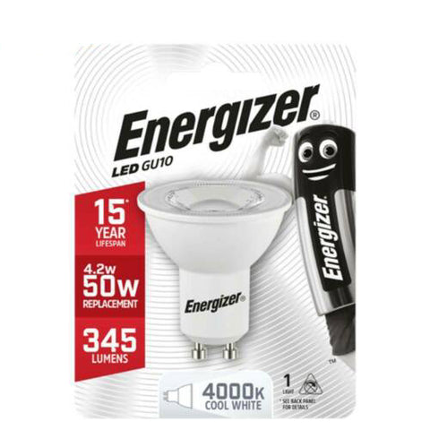 Energizer LED GU10 4.2W šaltai balta 4000K lemputė 345 lm
