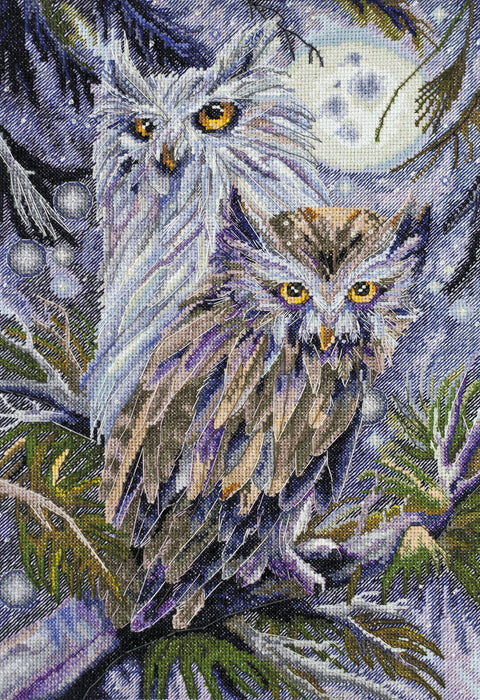 Abris Art siuvinėjimo kryželiu rinkinys „Pelėdos“, 25×37 cm, 14 ct
