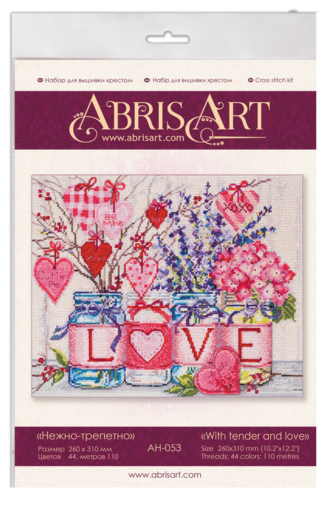 Abris Art siuvinėjimo kryželiu rinkinys „Su švelnumu ir meile“, 26×31 cm, 14 ct