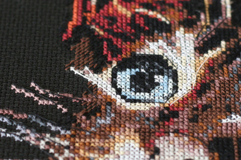 Siuvinėjimo kryželiu rinkinys Pūkuotas kačiukas, 14 ct, 30x35 cm, 24 spalvų
