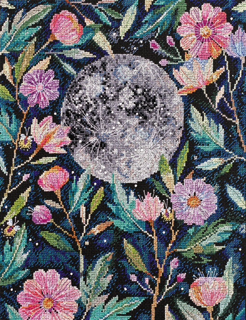 Siuvinėjimo kryželiu rinkinys Mėnulio paslaptys, juodas 14 ct, 27x34 cm