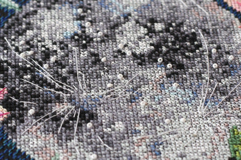 Siuvinėjimo kryželiu rinkinys Mėnulio paslaptys, juodas 14 ct, 27x34 cm
