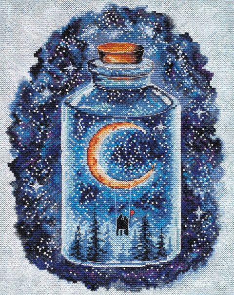 Siuvinėjimo kryželiu rinkinys „Mėnuo įsimylėjėliams“, 22×28 cm, 14 ct, 33 sp.