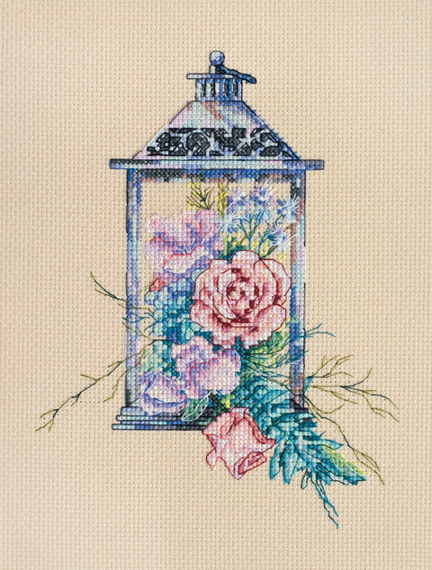 Siuvinėjimo kryželiu rinkinys „Švelni šviesa“, 15x19 cm, 34 spalvos