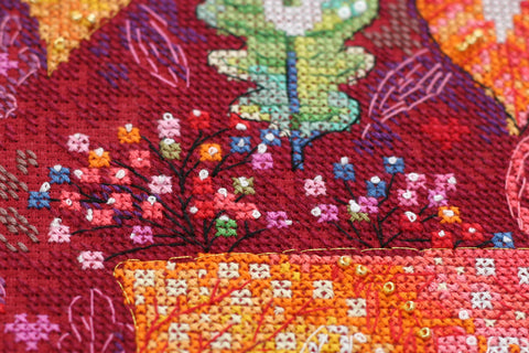 Siuvinėjimo kryželiu rinkinys „Spalvingas ruduo“, 20x25, juodas 14 ct