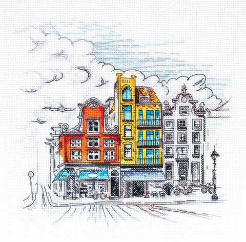 Siuvinėjimo kryželiu rinkinys „Spalvotas miestas 2“, 14 ct, 22×21 cm