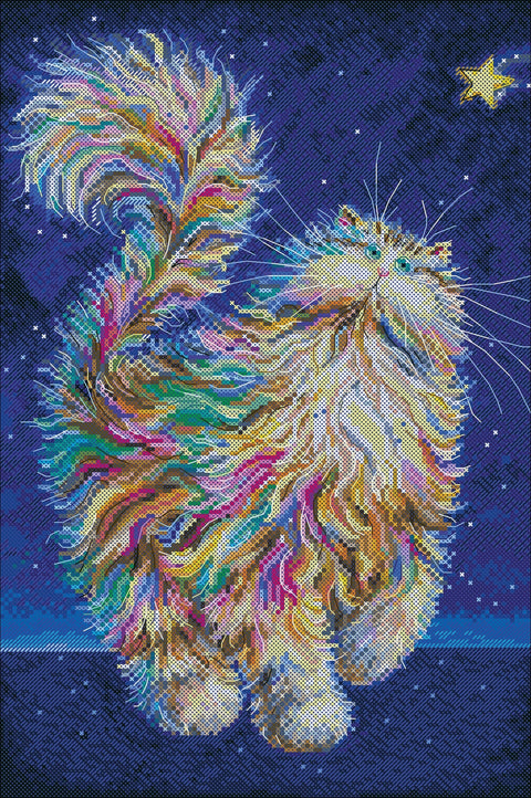 Siuvinėjimo kryželiu rinkinys „Krintanti žvaigždė“, 23×35cm, 39 spalvų, 14 ct
