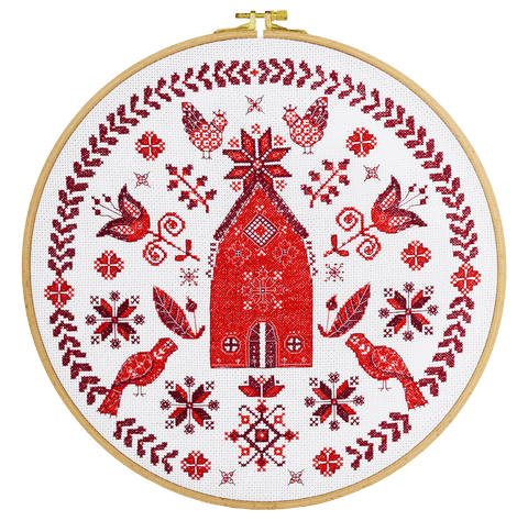 Siuvinėjimo kryželiu rinkinys „Jauku“ su karoliukais, 30x30, Zweigart 14 ct