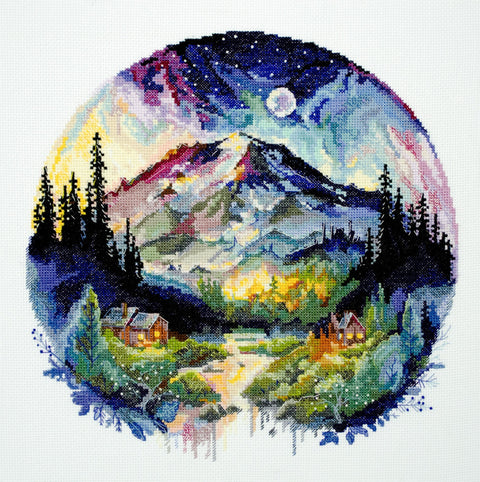 Siuvinėjimo kryželiu rinkinys „Virš pasaulio“ su karoliukais, 23×23 cm 18 ct