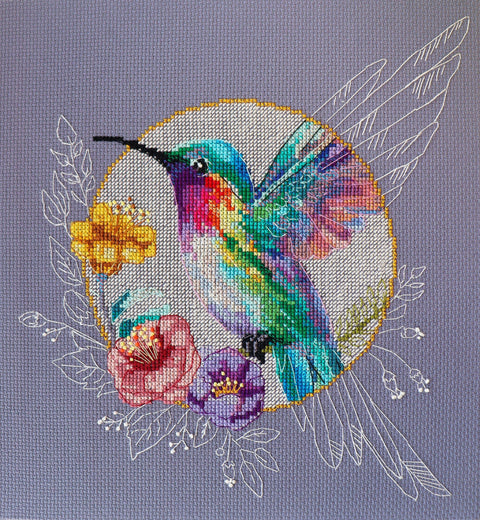Siuvinėjimo kryželiu rinkinys Rojaus paukštis, 23x24 cm, 14 ct, 40 spalvų