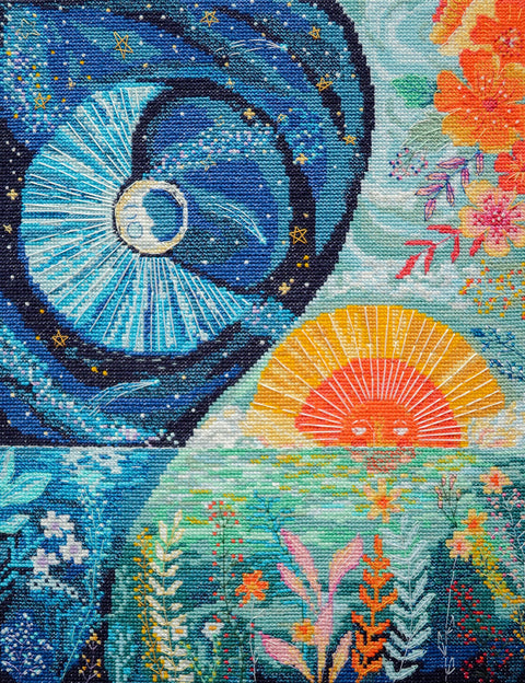 Siuvinėjimo kryželiu rinkinys „Pavasario lygiadienis“, Zweigart 14 ct, 27×34 cm