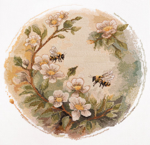 Siuvinėjimo kryželiu rinkinys Medaus spalvos, 18 ct Zweigart, 24×24 cm