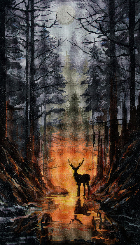 Siuvinėjimo kryželiu rinkinys „Miško sergėtojas“, 24x42 cm, 27 spalvų, 14 ct