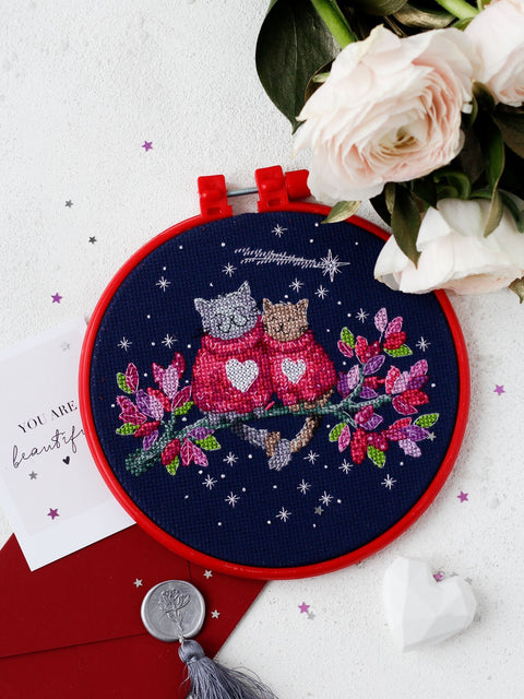 Siuvinėjimo kryželiu rinkinys Pasimatymas po žvaigždėmis 14ct 15x15 cm