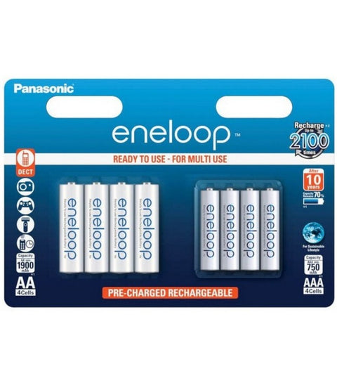 Panasonic Eneloop AA + AAA įkraunamų baterijų rinkinys 8 vnt.