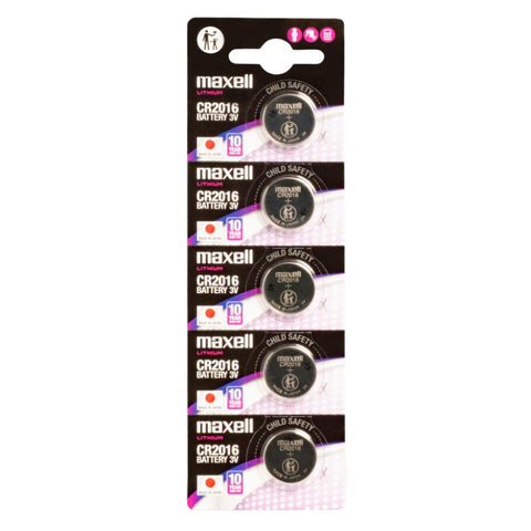 Maxell CR2016 3V ličio monetinės baterijos, 5 vnt. rinkinys