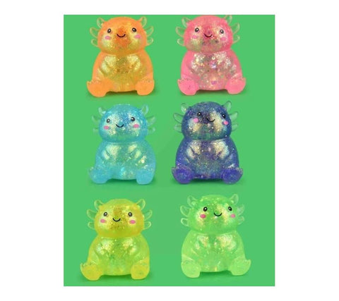 Blizgantis aksolotlis squishy 8 cm – sensorinis raminantis žaislas vaikams