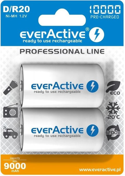 EverActive D R20 šarminės baterijos 10000 mAh Pro Line 2 vnt.