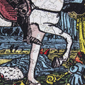 Dėlionė 500 dalių su retro komikso iliustracija, arti rodomas surinktas fragmentas ir matomos jungiančios detalės