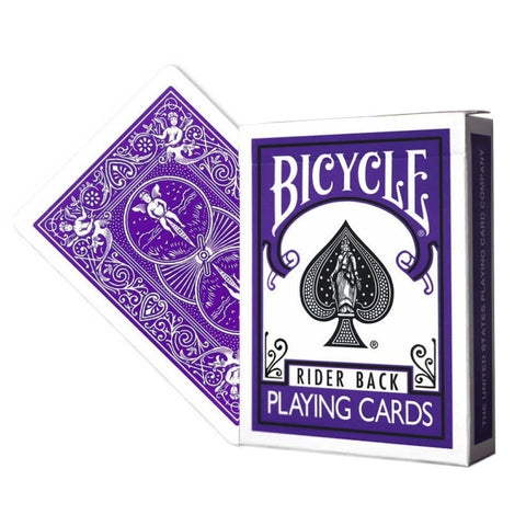 Bicycle Rider Back violetinė kortų kaladė pokeriui ir magijai, gaff kortos