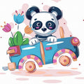 Tapyba Pagal Skaičius: „Panda automobilyje“ 20x20 cm