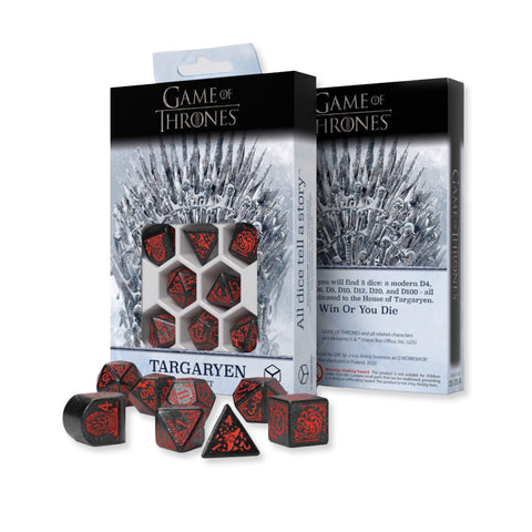 Game of Thrones Targaryen kauliukų rinkinys, juodi su raudona – Q-Workshop